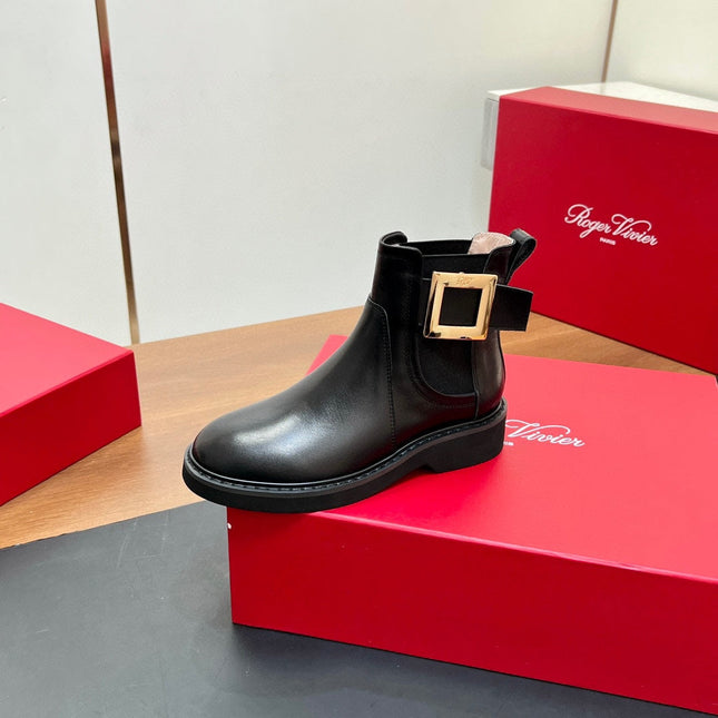 RANGERS CHELSEA BOOTS IN BLACK SMOOTH CALFSKIN GOLD BUCKLE