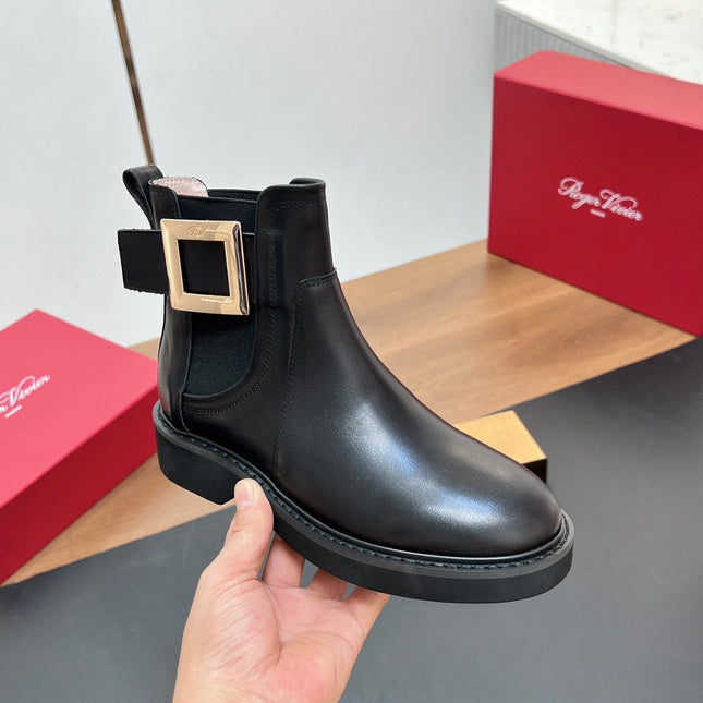 RANGERS CHELSEA BOOTS IN BLACK SMOOTH CALFSKIN GOLD BUCKLE