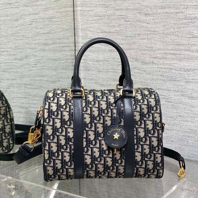 GROOVE 25 BAG IN BLACK MIX BEIGE OBLIQUE MONOGRAM JACQUARD
