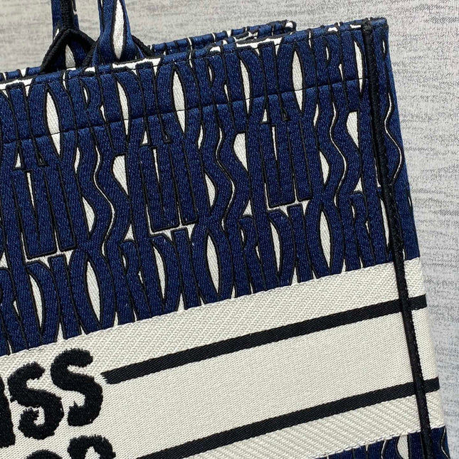 MISS LARGE TOTE 42 IN WHITE MIX DEEP COVE BLUE CANVAS