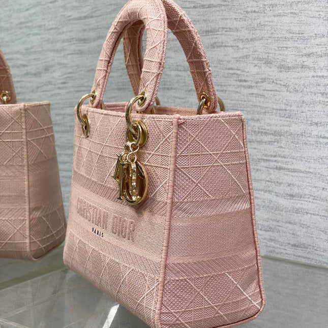 SMALL 24 LADY BAG IN PASTEL PINK CANVAS