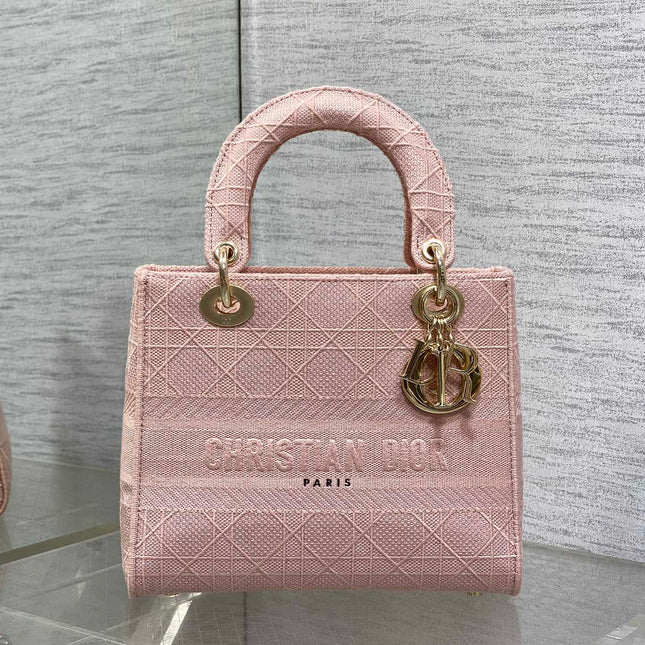 SMALL 24 LADY BAG IN PASTEL PINK CANVAS
