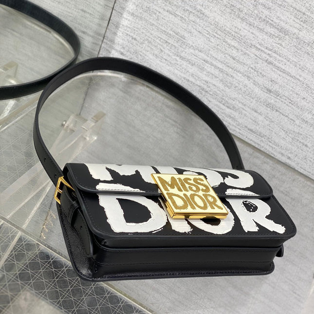 SMALL 22 FLAP BAG IN BLACK MIX WHITE LAMBSKIN WITH GOLD HARDWARE