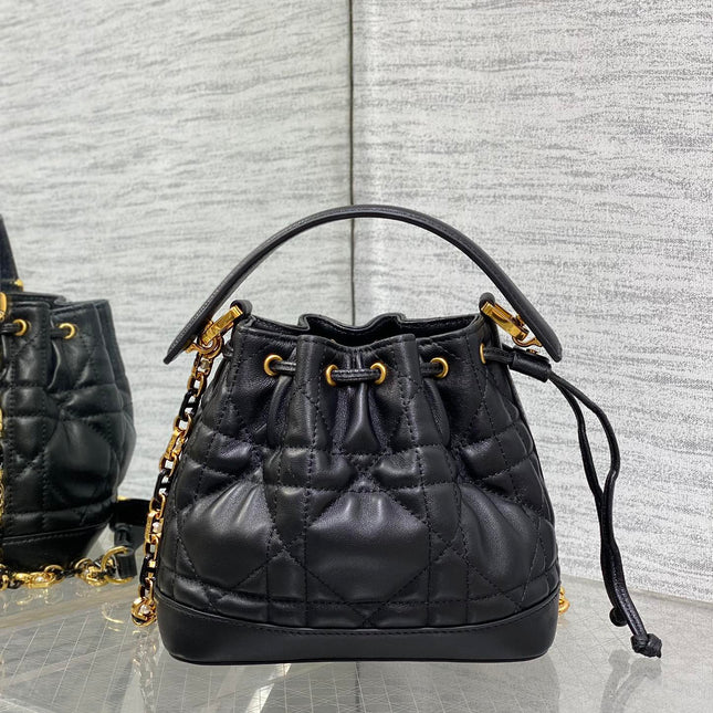 SMALL 18 JOLIE BUCKET BAG BLACK MACROCANNAGE LAMBSKIN