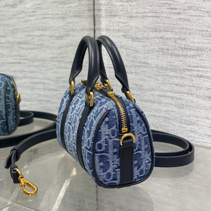 GROOVE MINI 17 BAG IN DENIM BLUE OBLIQUE MONOGRAM JACQUARD
