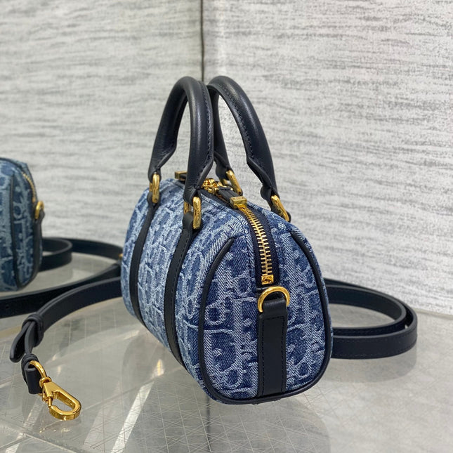 GROOVE MINI 17 BAG IN DENIM BLUE OBLIQUE MONOGRAM JACQUARD