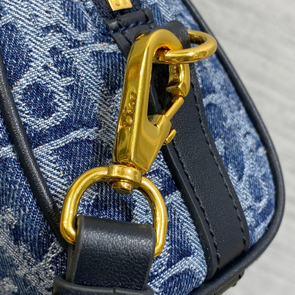 GROOVE MINI 17 BAG IN DENIM BLUE OBLIQUE MONOGRAM JACQUARD