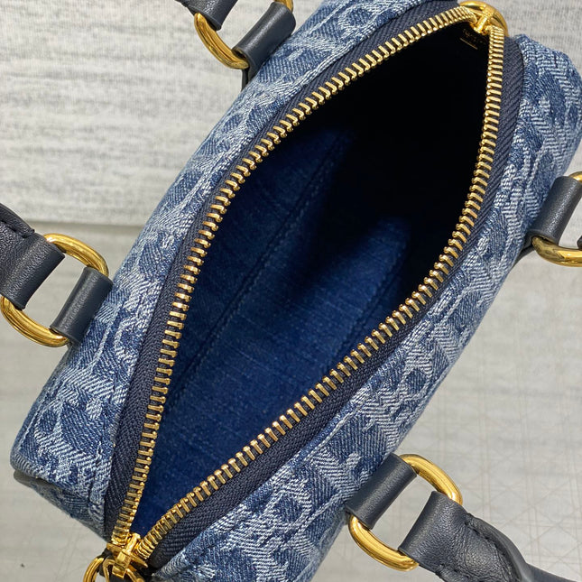 GROOVE MINI 17 BAG IN DENIM BLUE OBLIQUE MONOGRAM JACQUARD