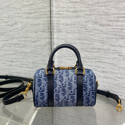 GROOVE MINI 17 BAG IN DENIM BLUE OBLIQUE MONOGRAM JACQUARD