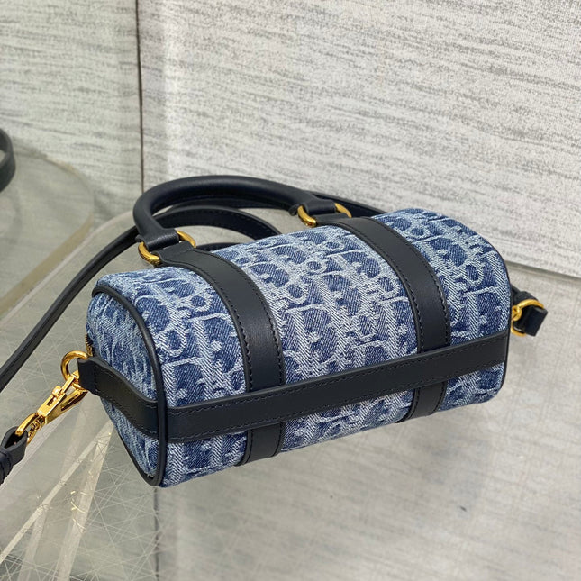 GROOVE MINI 17 BAG IN DENIM BLUE OBLIQUE MONOGRAM JACQUARD