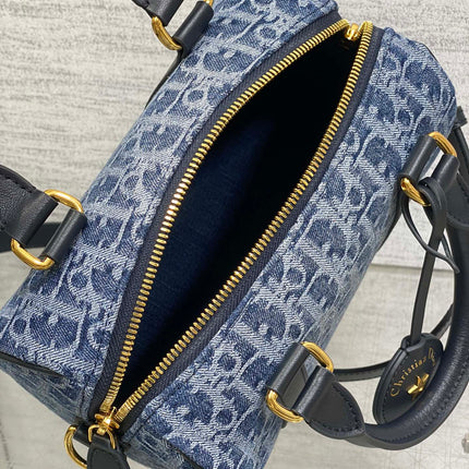 GROOVE 20 BAG IN DENIM BLUE OBLIQUE MONOGRAM JACQUARD