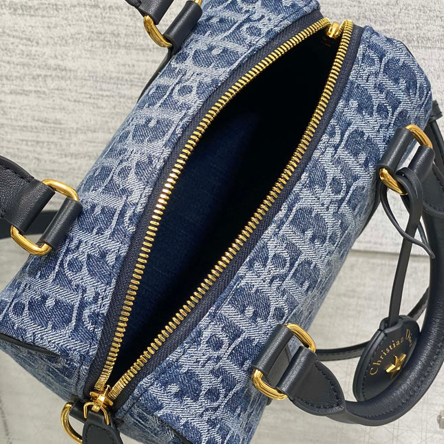 GROOVE 20 BAG IN DENIM BLUE OBLIQUE MONOGRAM JACQUARD