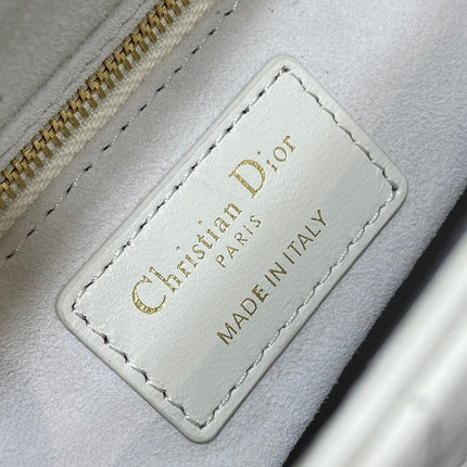 MINI 17 LADY BAG IN WHITE MACROCANNAGE LAMBSKIN WITH GOLD HARDWARE