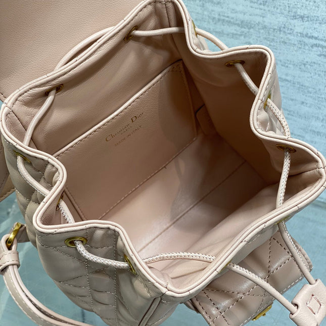 SMALL 20 CARO BACKPACK IN PEACH PINK MACROCANNAGE LAMBSKIN