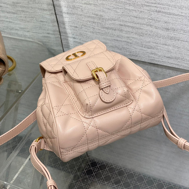 SMALL 20 CARO BACKPACK IN PEACH PINK MACROCANNAGE LAMBSKIN
