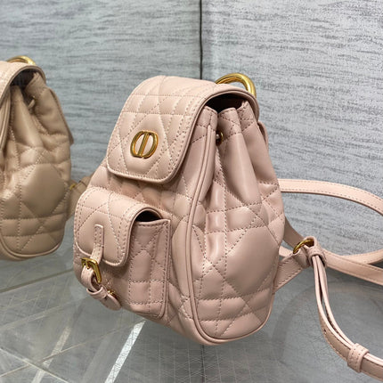 SMALL 20 CARO BACKPACK IN PEACH PINK MACROCANNAGE LAMBSKIN