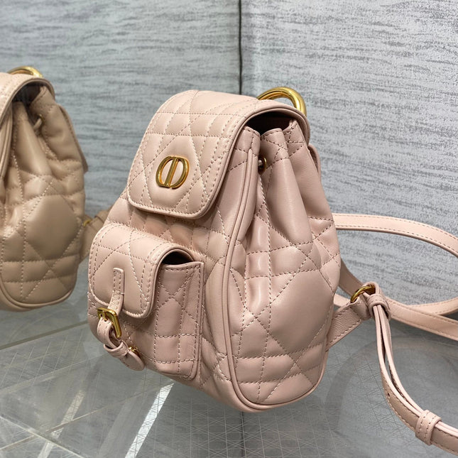 SMALL 20 CARO BACKPACK IN PEACH PINK MACROCANNAGE LAMBSKIN