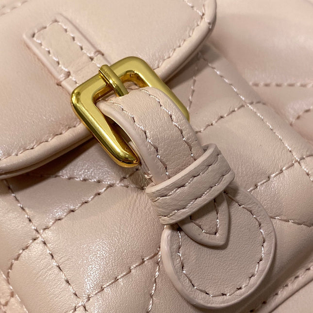 SMALL 20 CARO BACKPACK IN PEACH PINK MACROCANNAGE LAMBSKIN