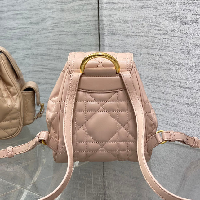 SMALL 20 CARO BACKPACK IN PEACH PINK MACROCANNAGE LAMBSKIN