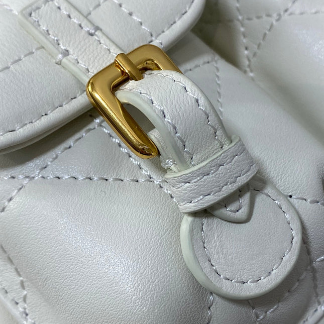 SMALL 23 CARO BACKPACK IN WHITE MACROCANNAGE LAMBSKIN