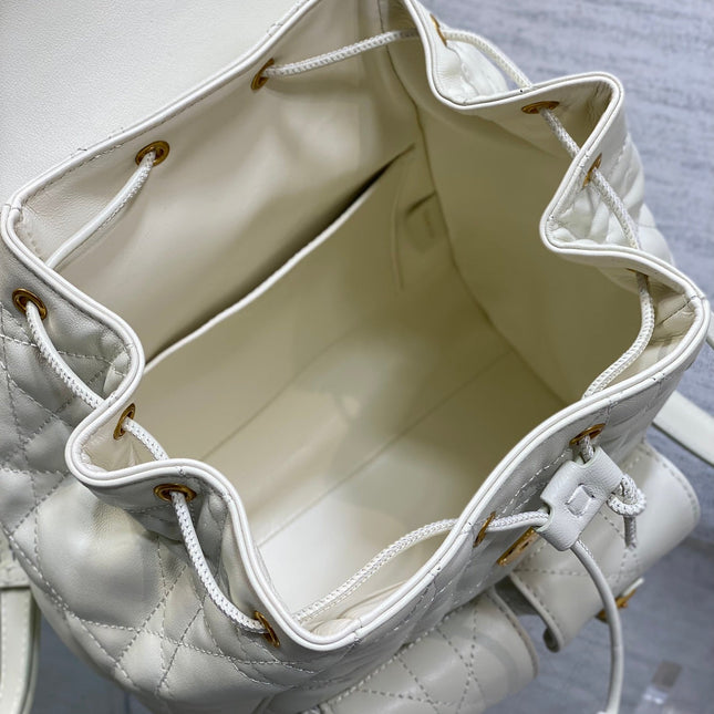 SMALL 23 CARO BACKPACK IN WHITE MACROCANNAGE LAMBSKIN