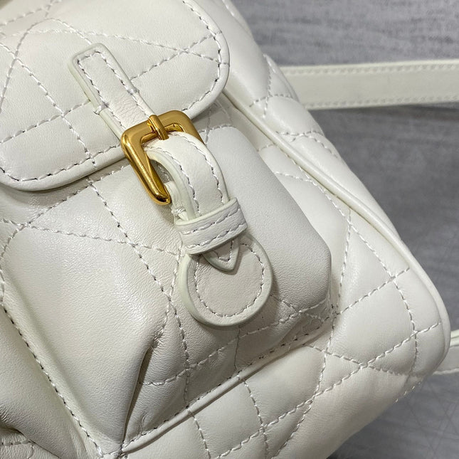 SMALL 23 CARO BACKPACK IN WHITE MACROCANNAGE LAMBSKIN