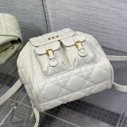 SMALL 23 CARO BACKPACK IN WHITE MACROCANNAGE LAMBSKIN