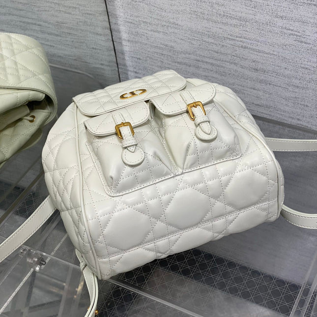 SMALL 23 CARO BACKPACK IN WHITE MACROCANNAGE LAMBSKIN