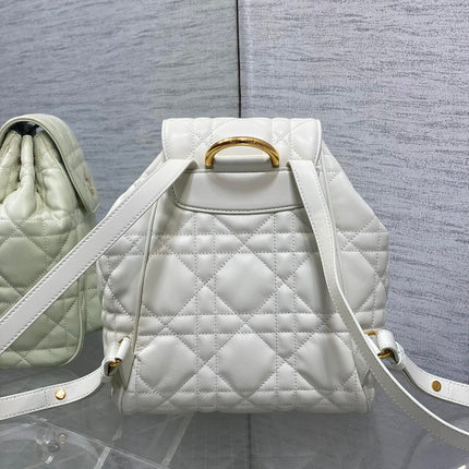 SMALL 23 CARO BACKPACK IN WHITE MACROCANNAGE LAMBSKIN