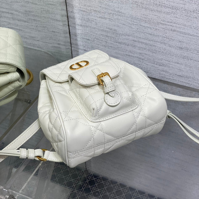 SMALL 20 CARO BACKPACK IN WHITE MACROCANNAGE LAMBSKIN
