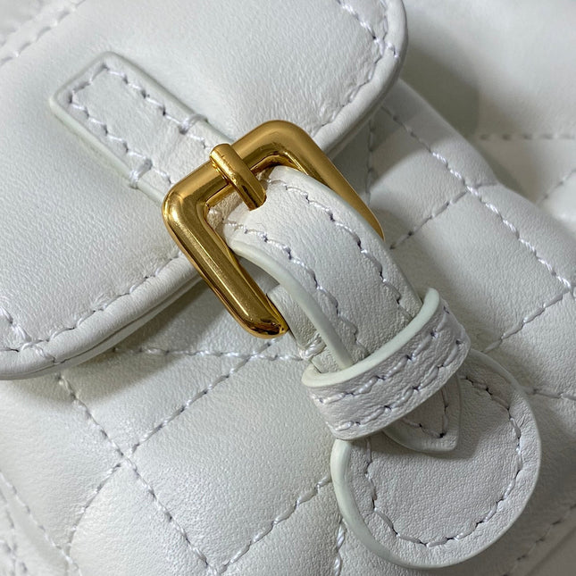 SMALL 20 CARO BACKPACK IN WHITE MACROCANNAGE LAMBSKIN