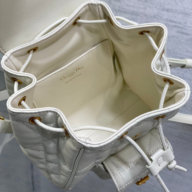 SMALL 20 CARO BACKPACK IN WHITE MACROCANNAGE LAMBSKIN