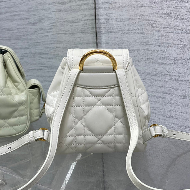 SMALL 20 CARO BACKPACK IN WHITE MACROCANNAGE LAMBSKIN