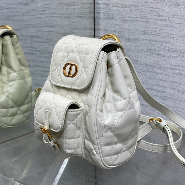 SMALL 20 CARO BACKPACK IN WHITE MACROCANNAGE LAMBSKIN