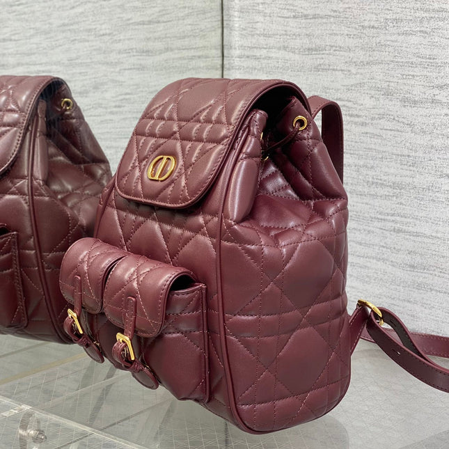SMALL 23 CARO BACKPACK IN PLUM PURPLE MACROCANNAGE LAMBSKIN