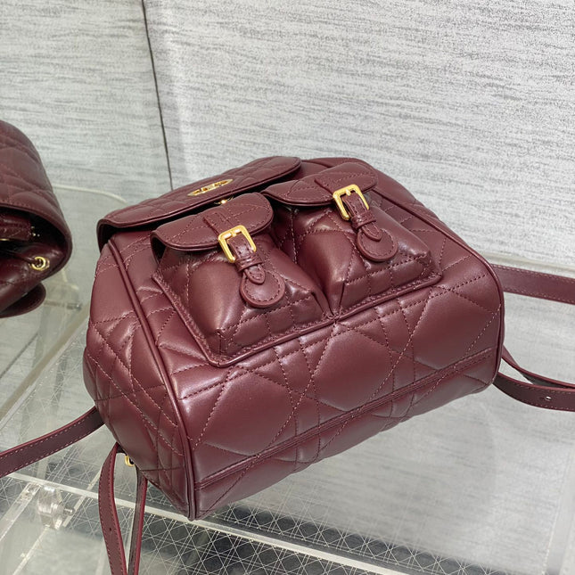 SMALL 23 CARO BACKPACK IN PLUM PURPLE MACROCANNAGE LAMBSKIN