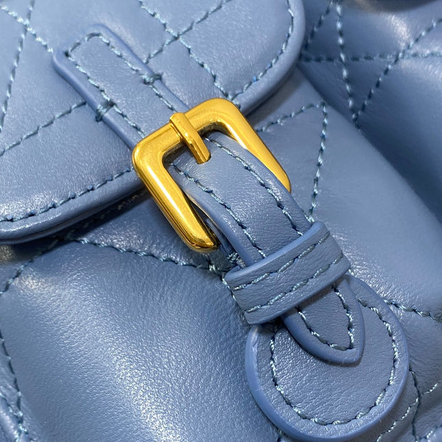 SMALL 20 CARO BACKPACK IN ROYAL BLUE MACROCANNAGE LAMBSKIN