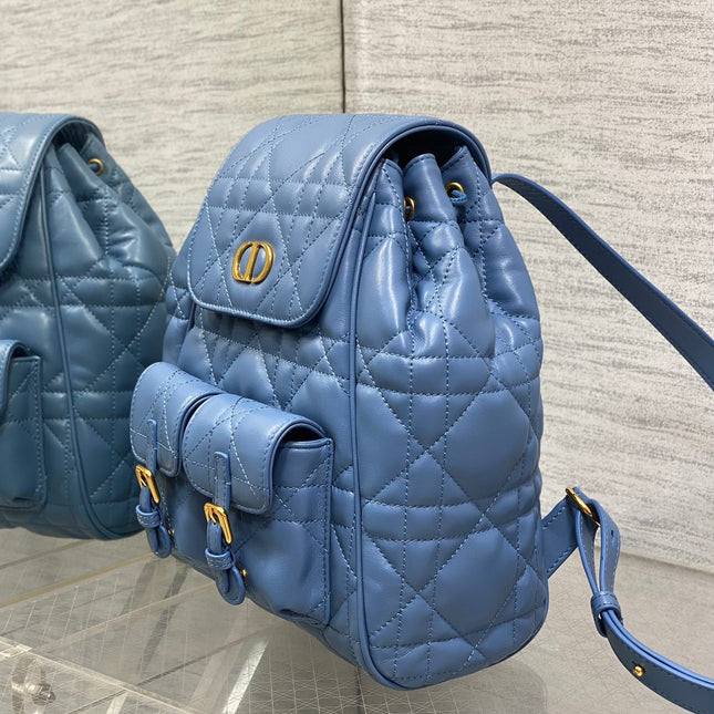 SMALL 20 CARO BACKPACK IN ROYAL BLUE MACROCANNAGE LAMBSKIN