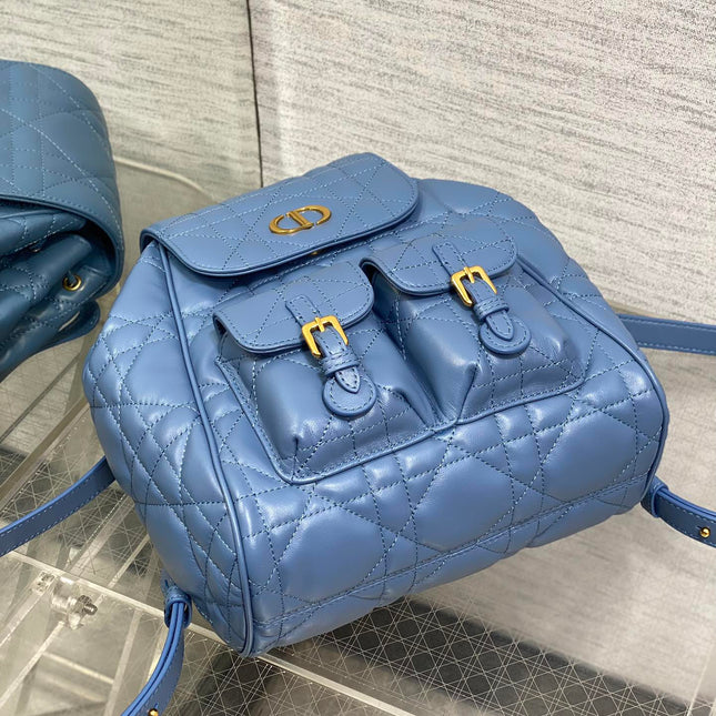 SMALL 20 CARO BACKPACK IN ROYAL BLUE MACROCANNAGE LAMBSKIN