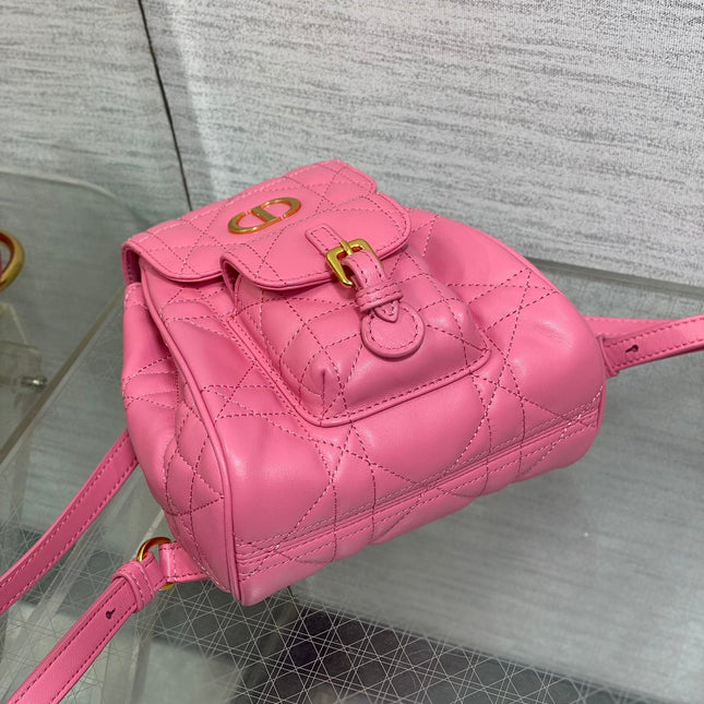 SMALL 20 CARO BACKPACK IN PUNCH PINK MACROCANNAGE LAMBSKIN