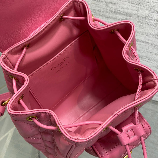 SMALL 20 CARO BACKPACK IN PUNCH PINK MACROCANNAGE LAMBSKIN
