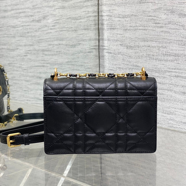MISS CARO MINI 17 BAG IN BLACK MACROCANNAGE LAMBSKIN
