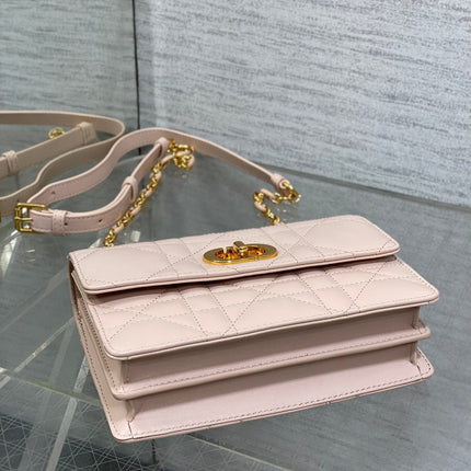 MISS CARO MINI 17 BAG IN LEMONADE PINK MACROCANNAGE LAMBSKIN