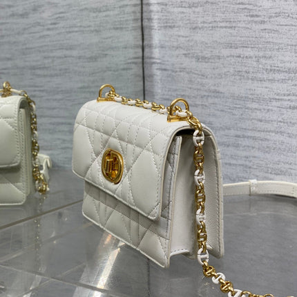MISS CARO MINI 17 BAG IN WHITE MACROCANNAGE LAMBSKIN