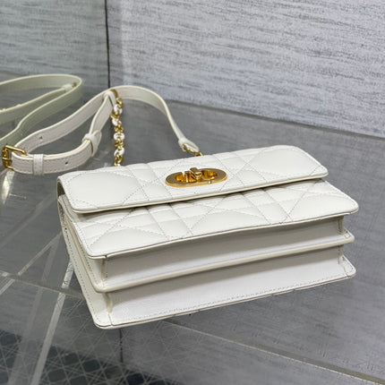 MISS CARO MINI 17 BAG IN WHITE MACROCANNAGE LAMBSKIN