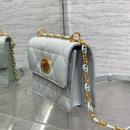 MISS CARO MINI 17 BAG IN CHROME GRAY MACROCANNAGE LAMBSKIN