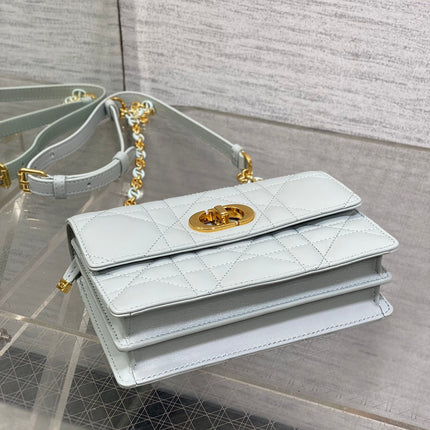MISS CARO MINI 17 BAG IN CHROME GRAY MACROCANNAGE LAMBSKIN