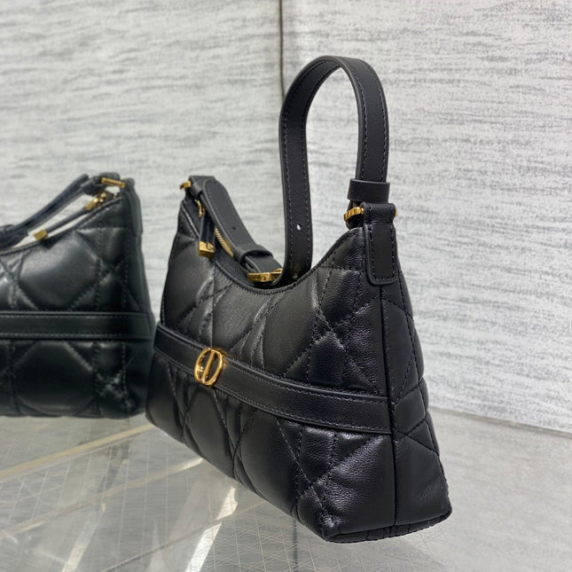MISS CARO CIGALE MINI 24 BAG IN BLACK MACROCANNAGE LAMBSKIN