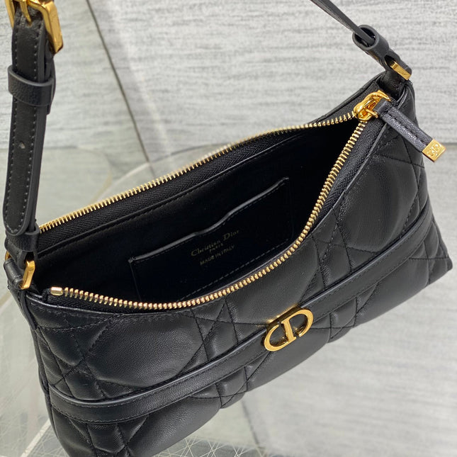 MISS CARO CIGALE MINI 24 BAG IN BLACK MACROCANNAGE LAMBSKIN