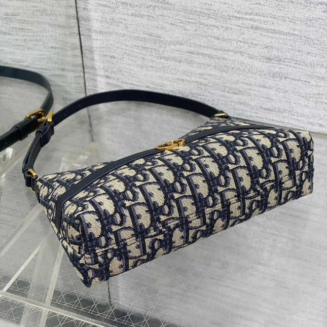 MONTAIGNE CIGALE MINI 24 BAG IN BLUE DIOR OBLIQUE JACQUARD